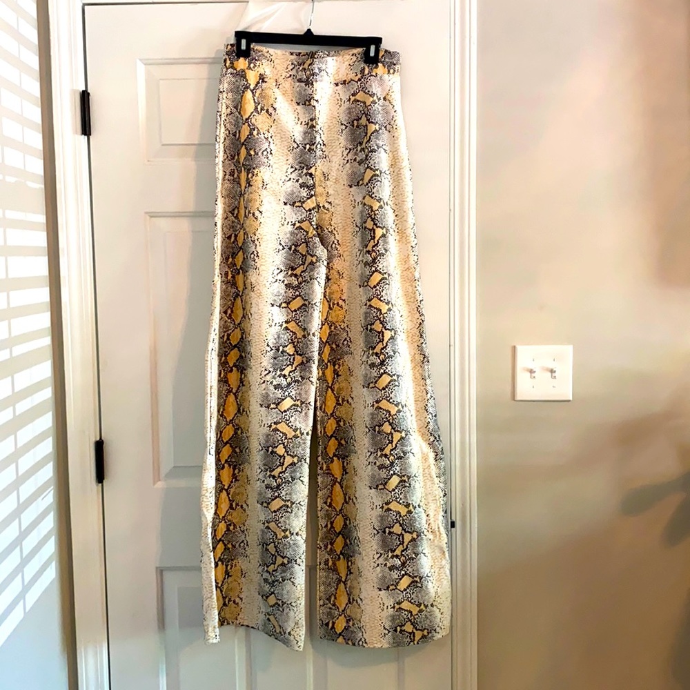 Snake Print Wide Leg PU pants